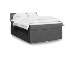 Cama box spring con colchón tela gris oscuro 140x200 cm