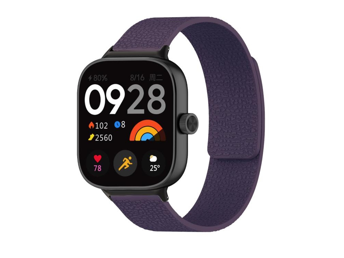 Bracelete Para Redmi Watch 6 / 5 / 4 - Silicone Macio Magnético - Textura De Lichia Roxa