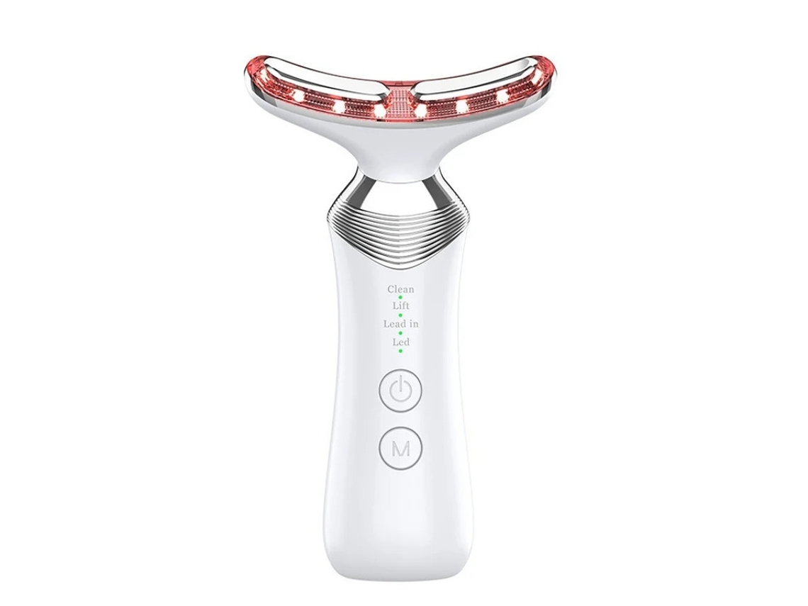 Masajeador facial antiarrugas 4 en 1 con radiofrecuencia para cuello y escote, antienvejecimiento, lifting y reafirmación de la piel flácida. Blanco Bestvite.