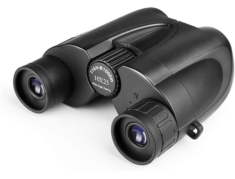 Binoculares compactos 10X25 con visión nocturna con poca luz Binoculares plegables de bolsillo portátiles adecuados para observación de aves Caza B...