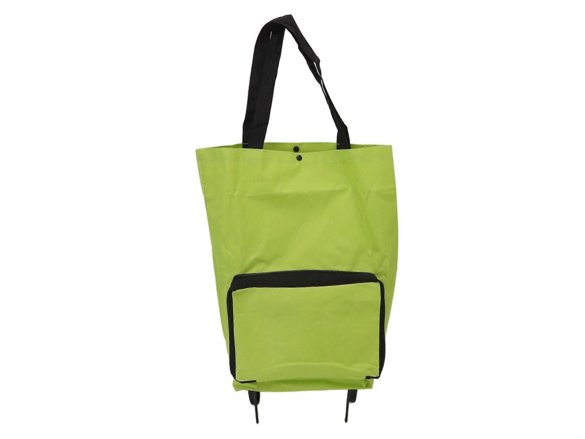 Carrinho De Compras Dobrável Com Rodas, Bolsa De Armazenamento Multifuncional Em Tecido, Bolsa De Compras Portátil Verde.