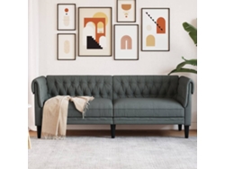Sofá Chesterfield De 3 Plazas Tela Gris Oscuro
