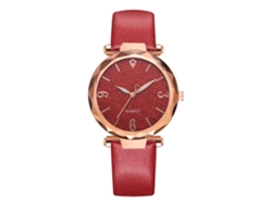 Reloj De Pulsera De Cuarzo Para Mujer Con Correa De Pu, Estilo Casual, Oro Rosa, Rojo.