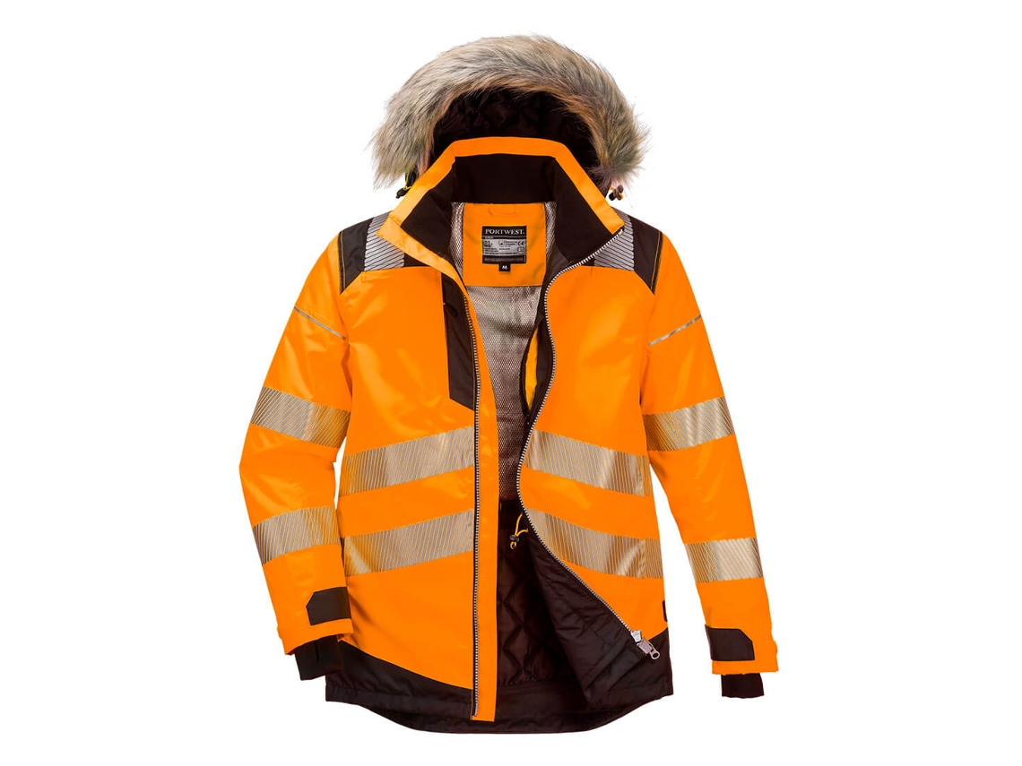 Parka de invierno de alta visibilidad Portwest Pw3 / Amarillo Negro / L