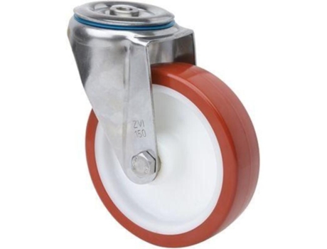 Rueda Giratora Aguj.M10 Inox.20Zvli80-Pol Poliamix Blanco-Poliur.Marron Liso ALEX