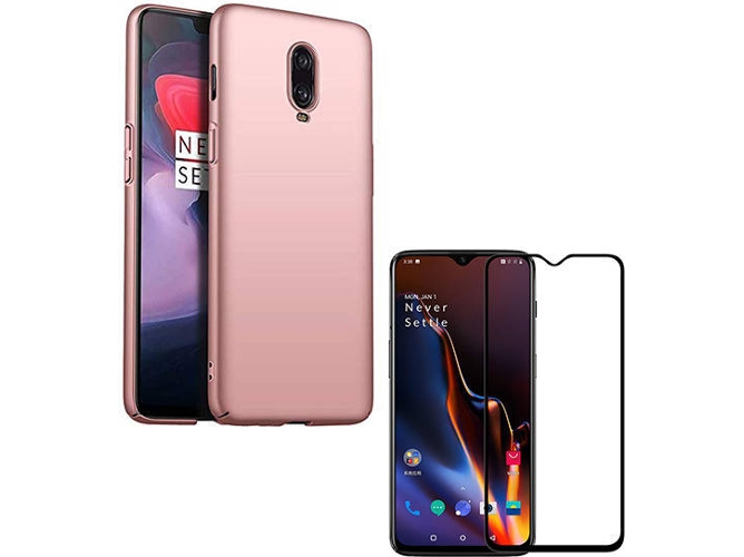 Kit Carcasa y Protector Cristal 5D OnePlus 6T SlimShield Rosa