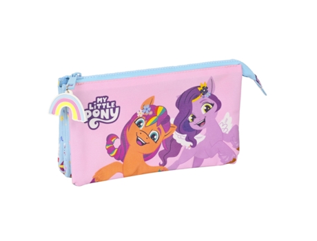 Portatodo Triple My Little Pony Wild & free Azul Rosa 22 x 12 x 3 cm