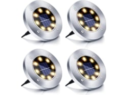 Farola Solar Led Para Jardín, Luz Solar Para Jardín, Luz Cálida Impermeable, 4 Unidades.