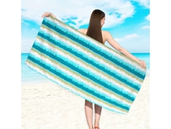Toalla de playa de microfibra a rayas Yuysan, de alta absorción y secado rápido, 150 x 75 cm, modelo ST724, color verde azulado.