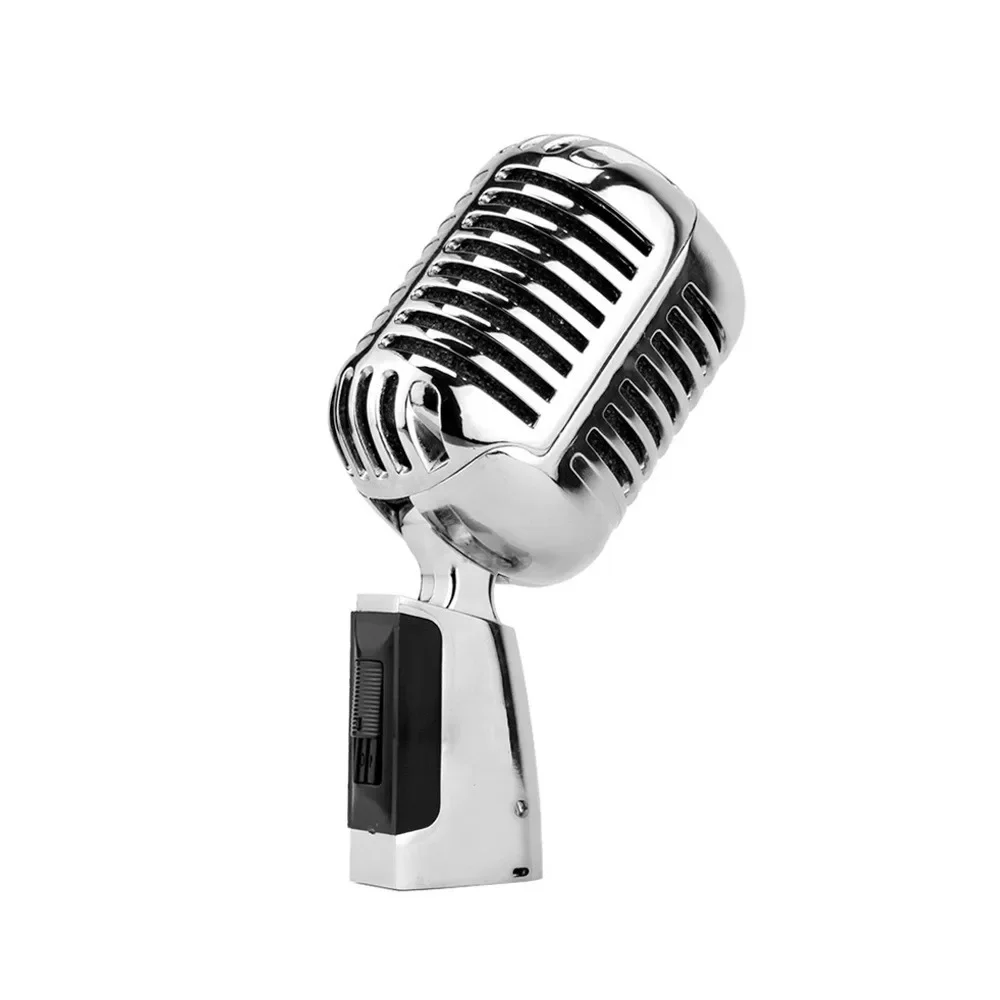 Micrófono vocal, estilo retro, soporte universal MDUG (plateado)