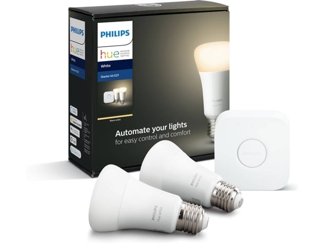 Kit 2 Bombillas Inteligentes PHILIPS HUE (E27 - Blanca Suave)