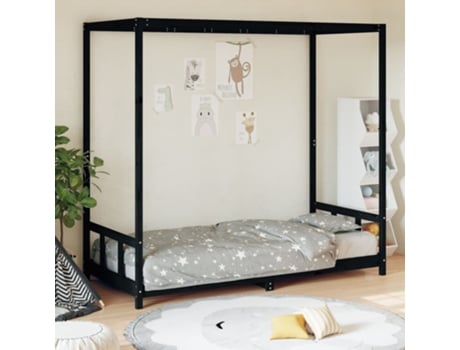 MAISON EXCLUSIVE - Estructura de cama para niños madera de pino negro 90x190 cm