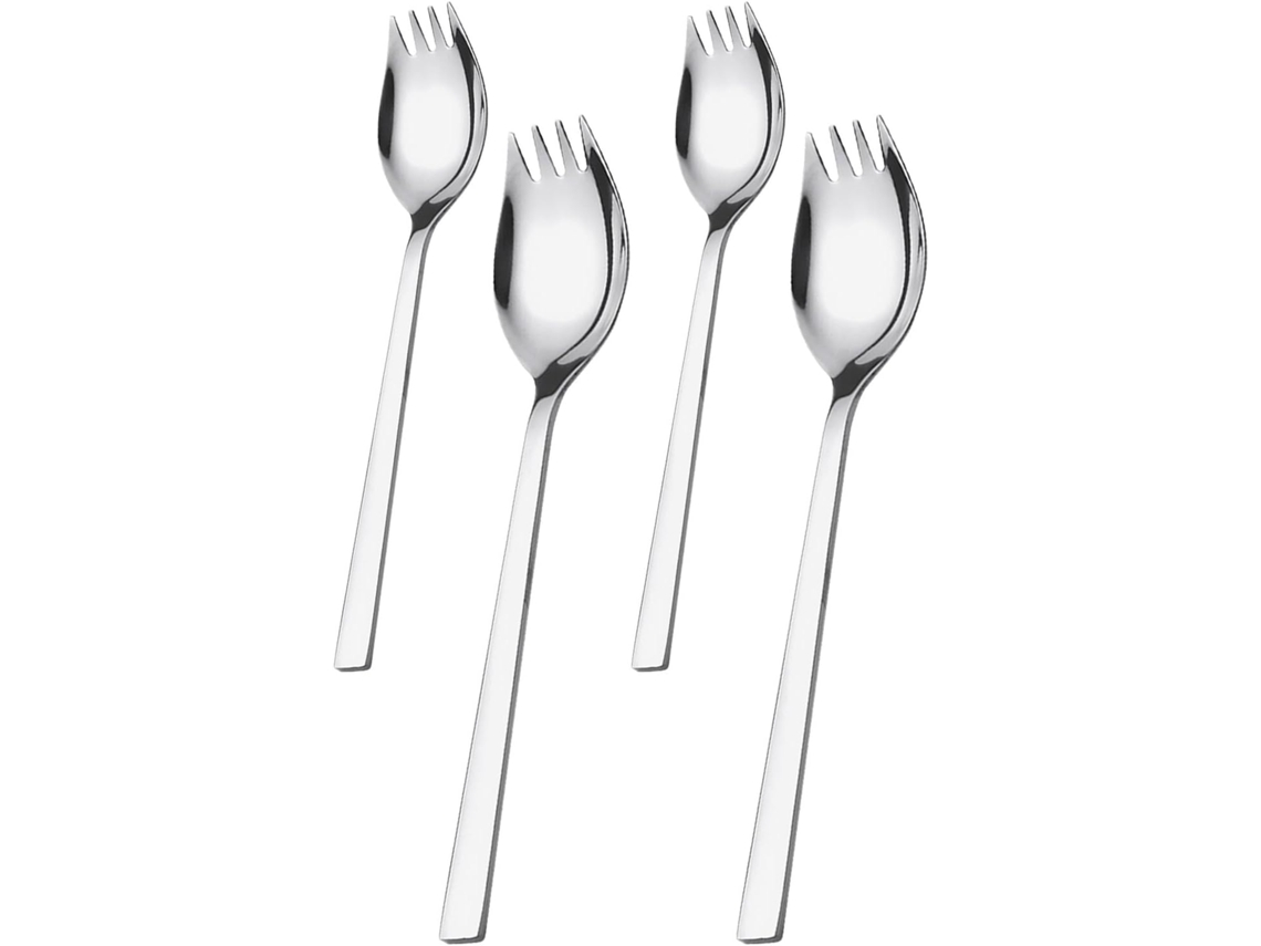 Juego de 4 tenedores de ensalada de acero inoxidable con mangos largos, tamaños grandes y medianos, versátiles para Gokoco