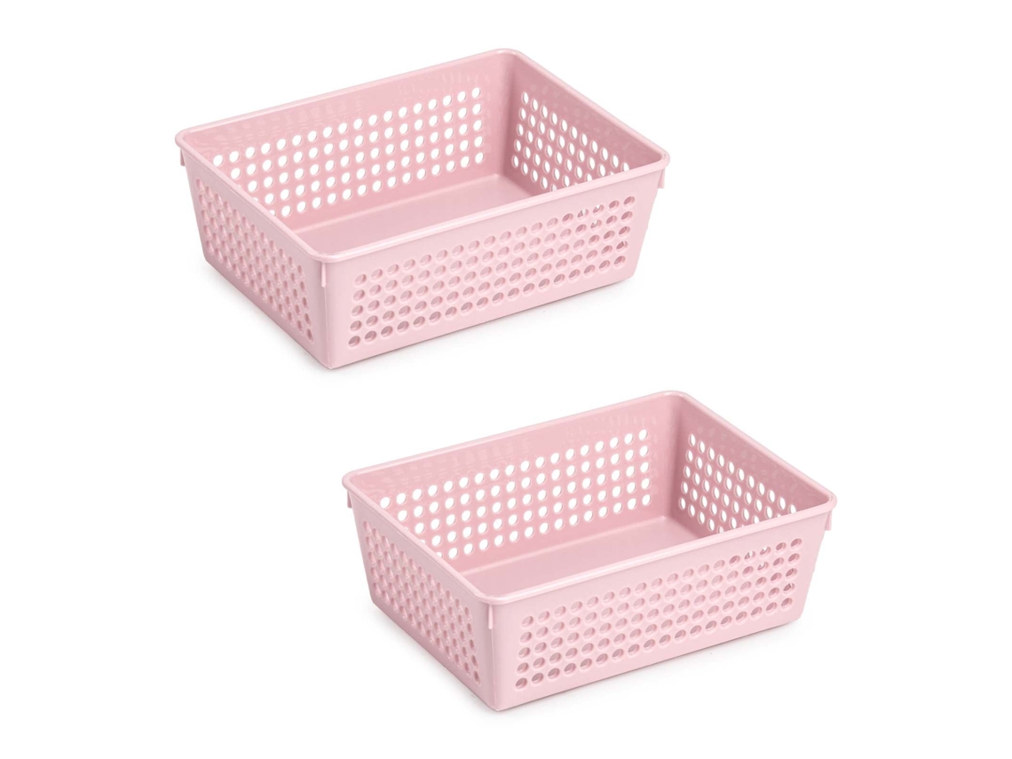 PLASTIC FORTE - Juego de 2 Bandejas Organizadoras Pequeñas Multiusos Rosa