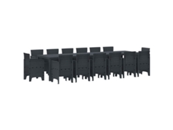 Maison Exclusive - Conjunto De Comedor De Jardín 15 Pcs Antracita Ratan Polt