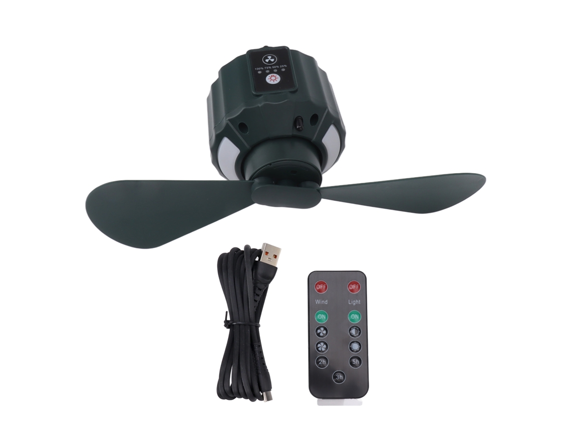 Ventilador De Techo Usb Inalámbrico Pequeño Con Luz Led, Control Remoto Y Batería Recargable De 10400 Mah Para Acampar.