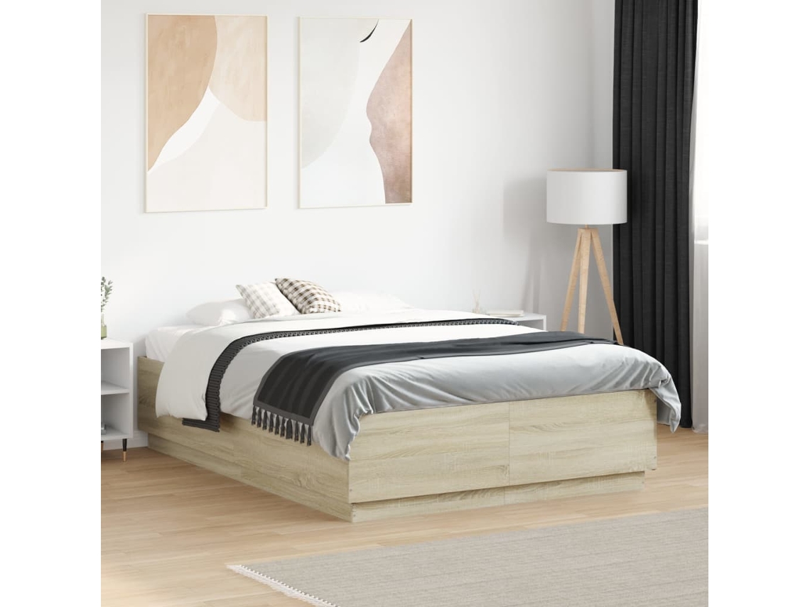 Estructura De Cama Madera De Ingeniería Roble Sonoma 120x190 Cm
