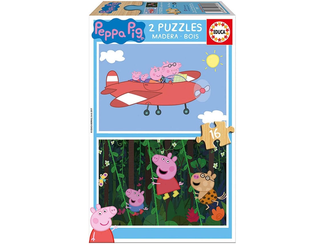 Puzzle EDUCA 2x Super Puzzle de Madera Peppa Pig (Edad Mínima: 3 Años - 32 Piezas)