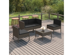 Conjunto de jardín de 5 piezas con cojines, ratán gris, DKD Home Decor