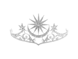 Tiara De Cristal Con Forma De Estrella Y Luna Plateada Con Diamantes De Imitación Para Fiestas De Halloween, Bodas Y Aniversarios.
