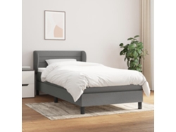 Cama Box Spring Con Colchón Tela Gris Oscuro 100x200 Cm