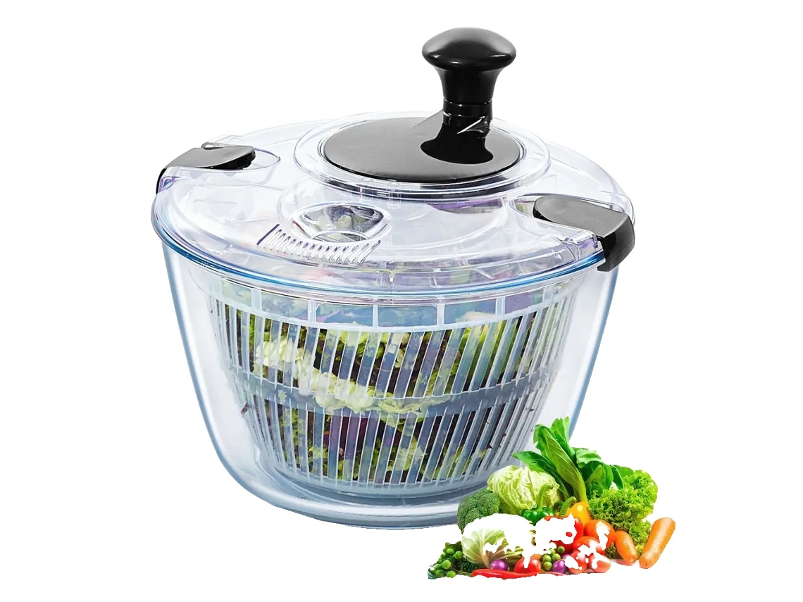Exprimidor de ensaladas, manejo con una sola mano, gran capacidad, recipiente de vidrio resistente OEM