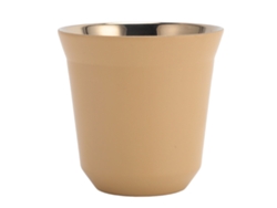 Taza de café reutilizable de acero inoxidable de doble pared, color té con leche, 160 ml