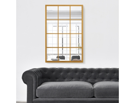 Espejo cuadriculado de pared Cupello con 12 piezas cuadradas MDF 90 x 60 cm - Dorado [EN.CASA]