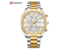 Relógio De Pulso Masculino Quadrado Multifuncional (ouro Branco) Com Calendário, Seis Ponteiros, Resistente À Água, Estilo Executivo.