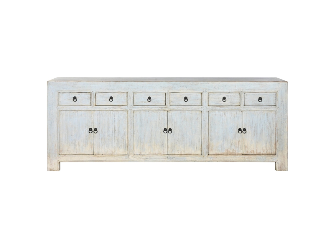 Aparador de madera de olmo de Alexandra House Living con 6 puertas (220x45x85cm)