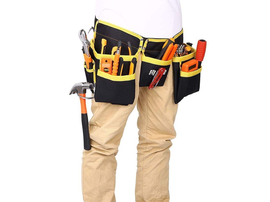 Cinturón De Herramientas Linjou Con 11 Bolsillos, Tela Oxford Impermeable, Correas Ajustables Para Electricistas Y Carpinteros
