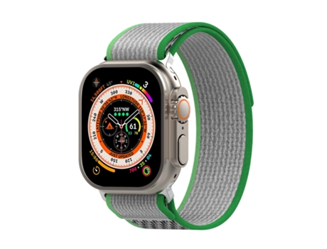 Correa de reloj inteligente con cierre de gancho y bucle de nailon de dos colores para Apple Watch Ultra 49 mm (verde + verde oscuro)
