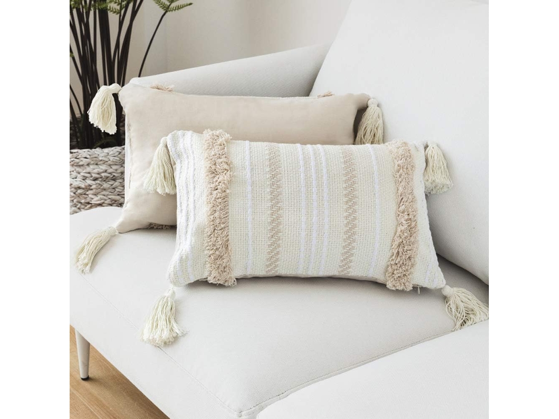 KOFIHETY Funda de Cojín Moderna Geométrica Funda de Cojín Sencilla para Sofá Decoración Salón Beige 30x50cm HIASDFLS