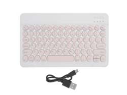 Teclado Inalámbrico Bluetooth De 10 Pulgadas Con Teclas Redondas, Color Rosa.