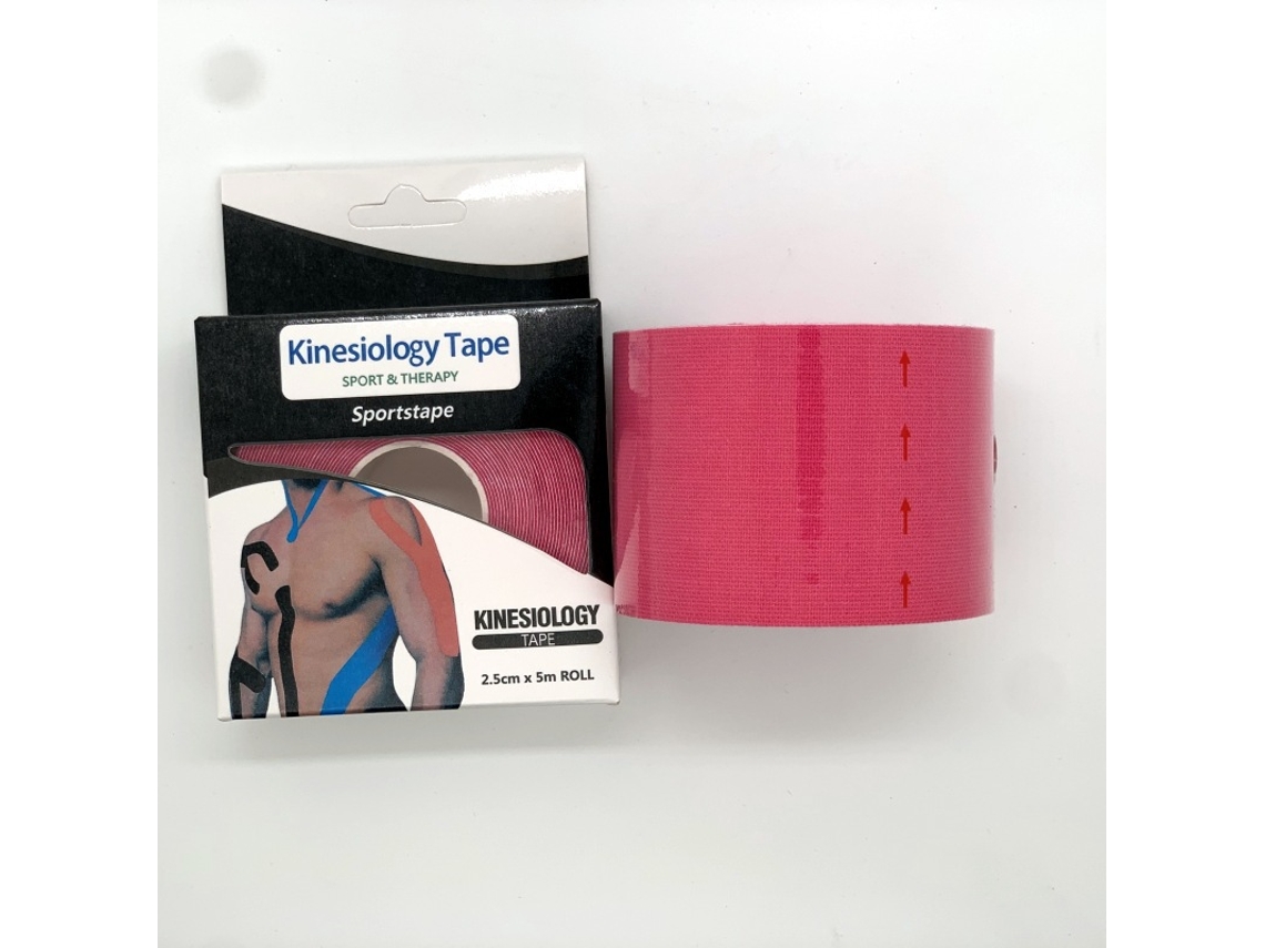 Cinta muscular, cinta de fisioterapia, cinta kinesiológica, rodilleras, vendaje protector deportivo, caja rosa roja de 7,5 cm y 5 m Chennnls