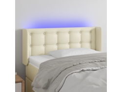 Cabecero Con Led Cuero Sintético Crema 103x16x78/88 Cm
