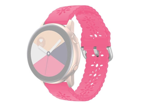 Correa de Silicona flor de ciruelo 20mm ahuecado para Samsung Galaxy Watch4 40mm/44mm/Watch4 Classic 42mm/Garmin Venu 2 Plus - rosa luminoso