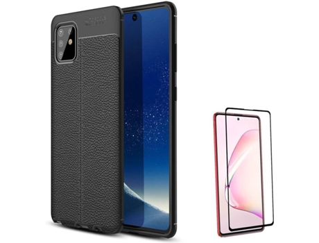 Funda y Protector de Pantalla Samsung Galaxy Note 10 Lite PHONESHIELD Rugged Leather / Flexguard Full Negro