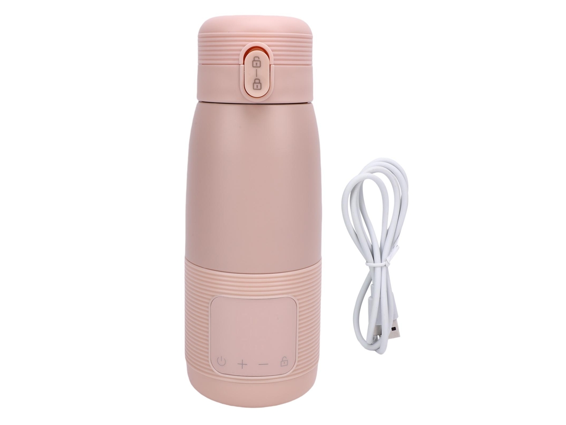 Aquecedor De Leite Portátil Sem Fio Bateria Recarregável Controle De Temperatura 37℃-55℃ Para Viagem Carro Rosa 350ml 4400mah