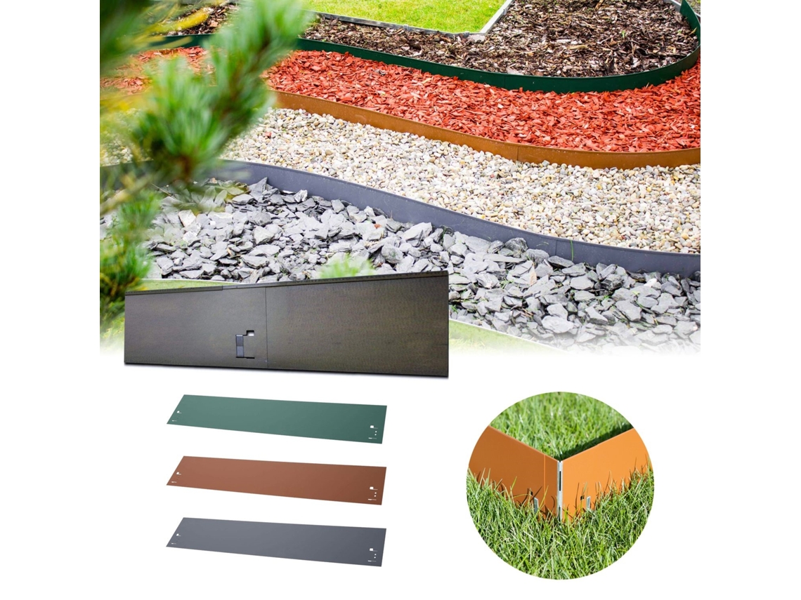 Borde de césped metálico 18,5 cm x 120 cm, Gris GREEN-SPLIT