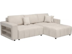 Sofá Cama Esquinero 3 Plazas En Tejido de Chenilla Trocadero Beige PALOZI SOFA