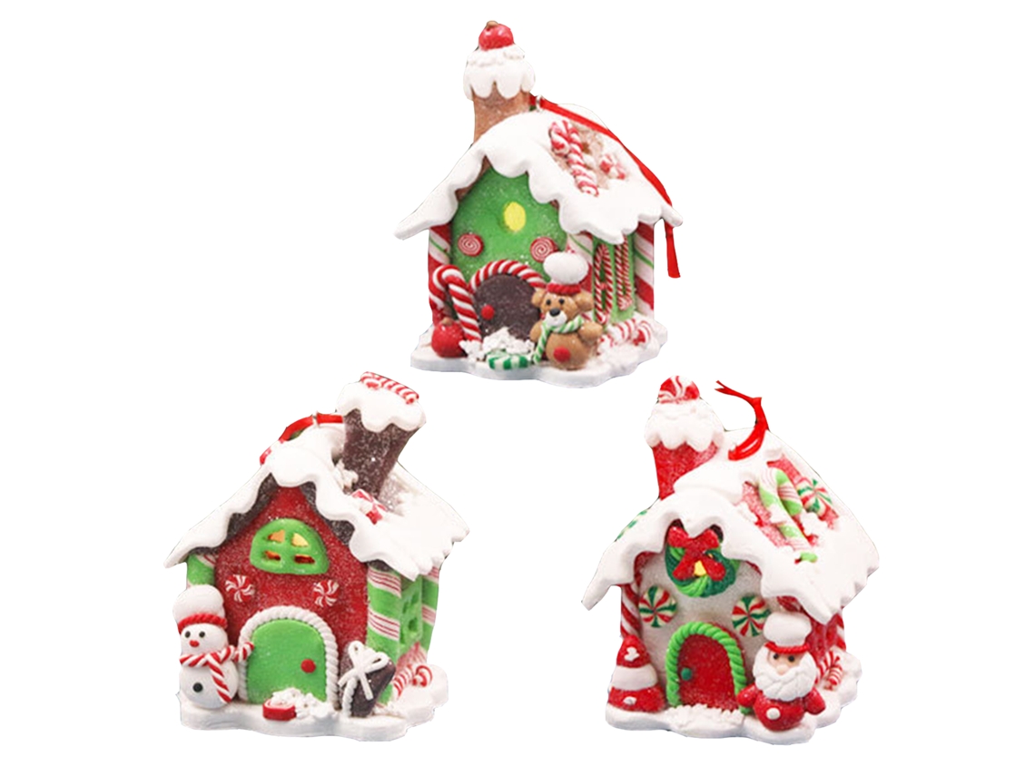 Casita de Navidad iluminada en masa blanda