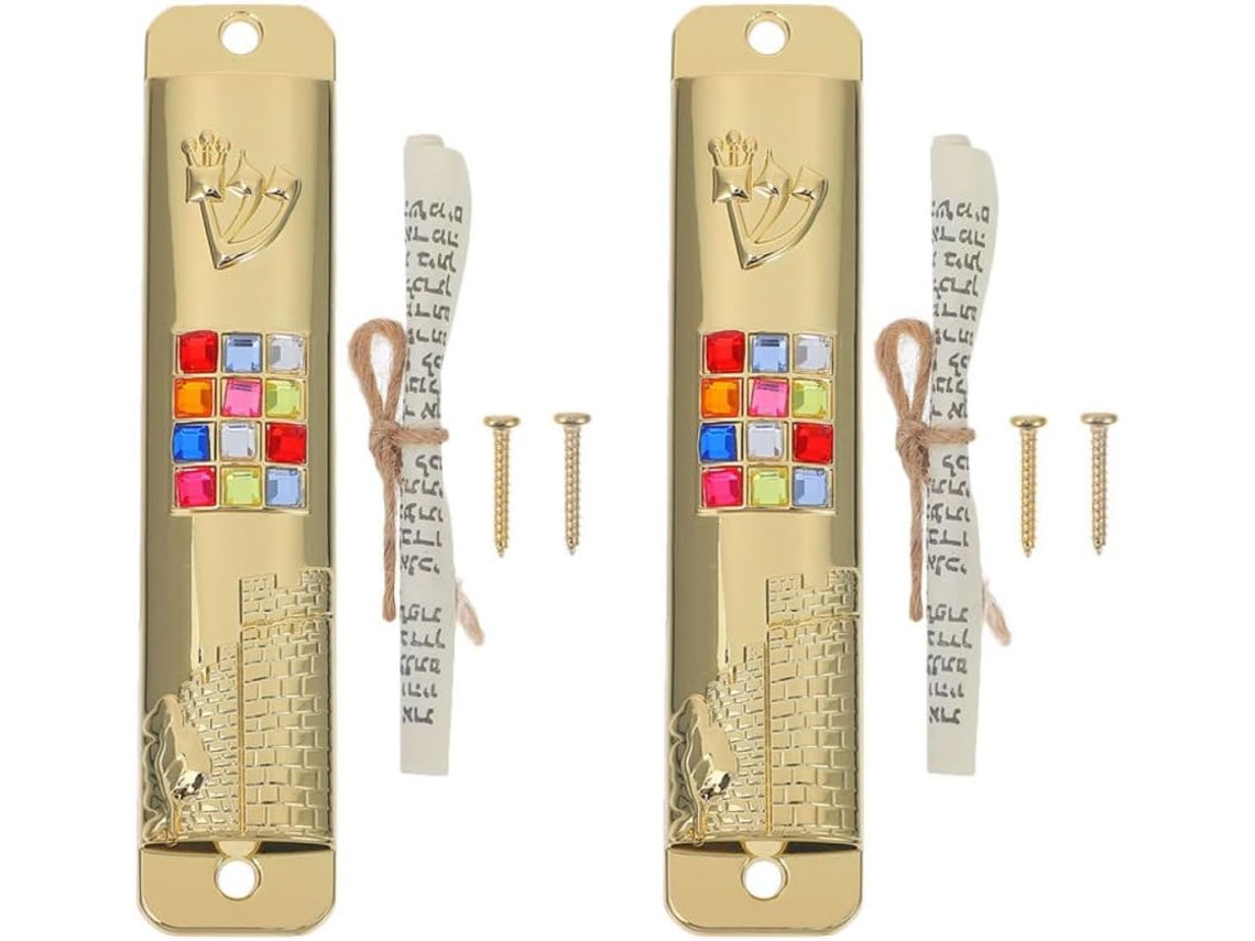 Juegos Mezuzá Decorativos Elegante Adorno Puerta Juego 2 Aleación Pergamino Kosher Decoración Espiritual Pared