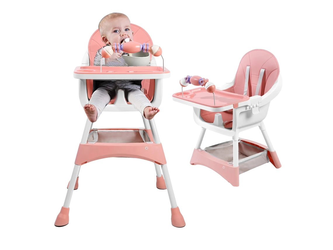 Trona para bebé, convertible, fácil de limpiar, rosa
