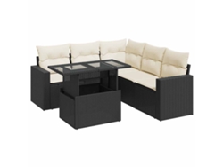 Juego de 6 sofás de jardín con cojines de mimbre, color negro, EXCLUSIVA MAISON (N/D)