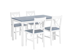 Conjunto de comedor para 4 personas BELIANI Moana de Madera de pino Blanco 118x75x73