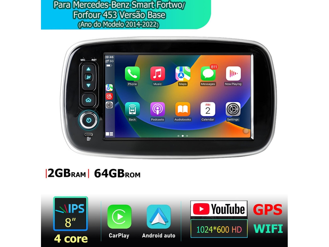 Gps Rádio Android Para Smart Fortwo/forfour 453 (wi-fi Gps) 2+64g Autorrádio 4-kern