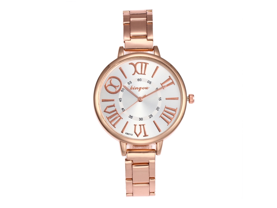 Reloj De Pulsera De Cuarzo Sencillo De Acero Inoxidable Para Mujer, Ideal Para Negocios Y Uso Diario (oro Rosa).