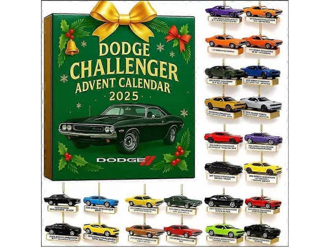 Calendario De Adviento De Navidad 2025, Decoración Acrílica, Estilo Dodge Challenger.