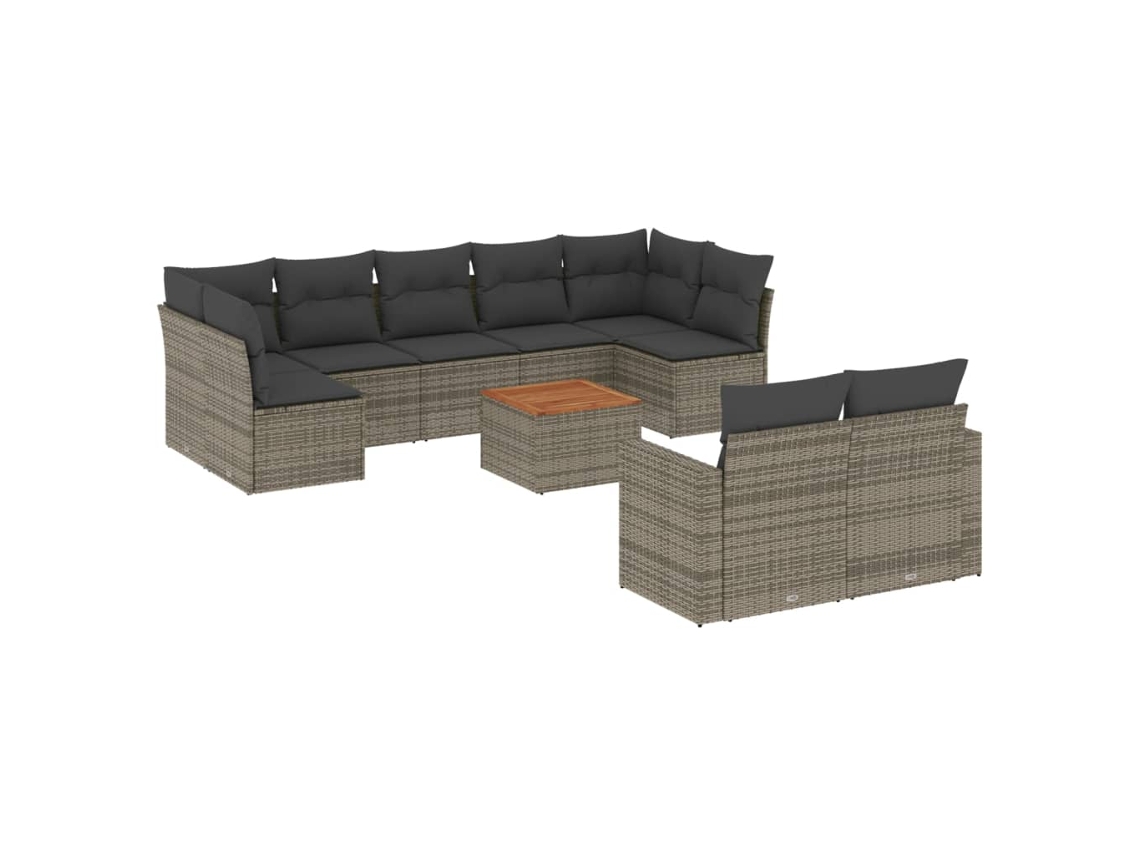 Maison Exclusive - Set De Sofás De Jardín 10 Pzas Con Cojines Ratán Sintético Gris